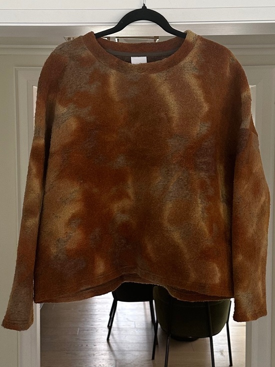 RITA ROW Dizz Autumnal-Hued Dropped Shoulder Abstrat Wool Blend Sweater Size XL - Picture 2 of 15